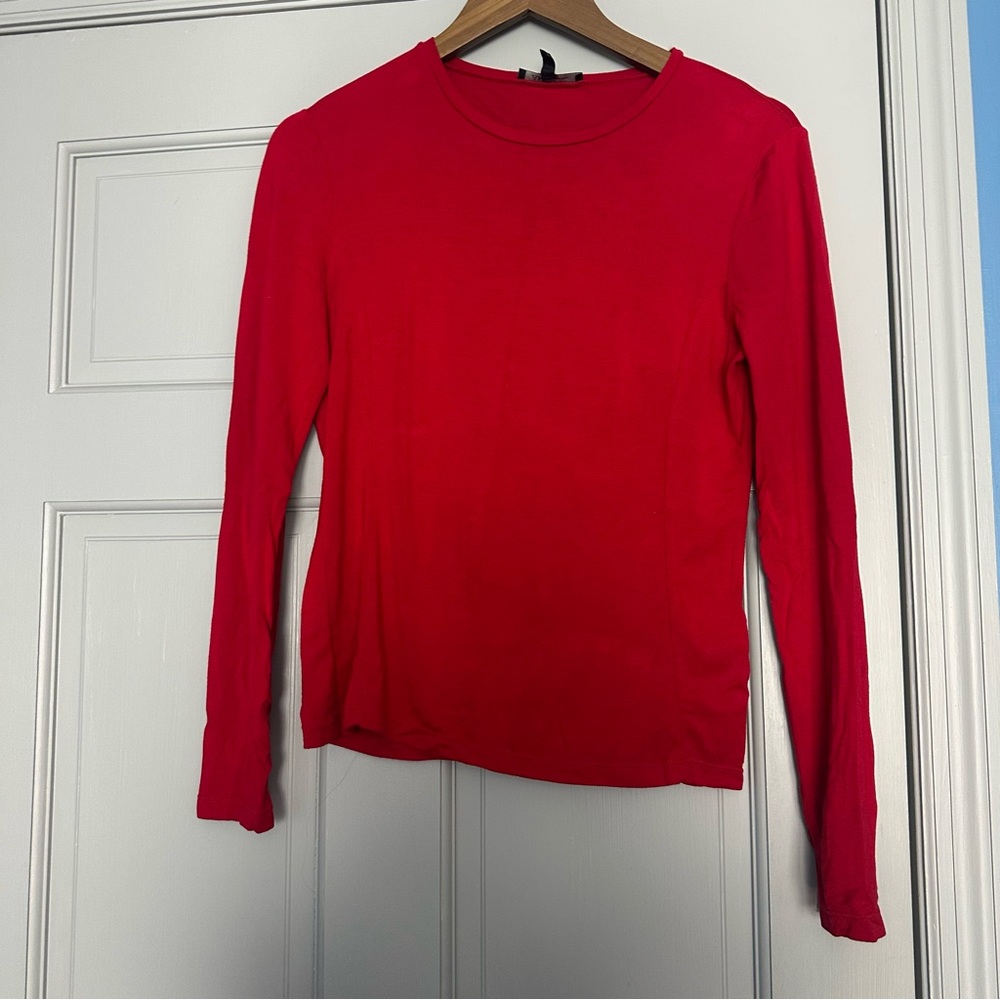 Anne Klein Bold Red Long Sleeve Top